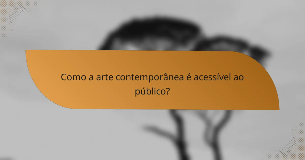 Como a arte contemporânea é acessível ao público?