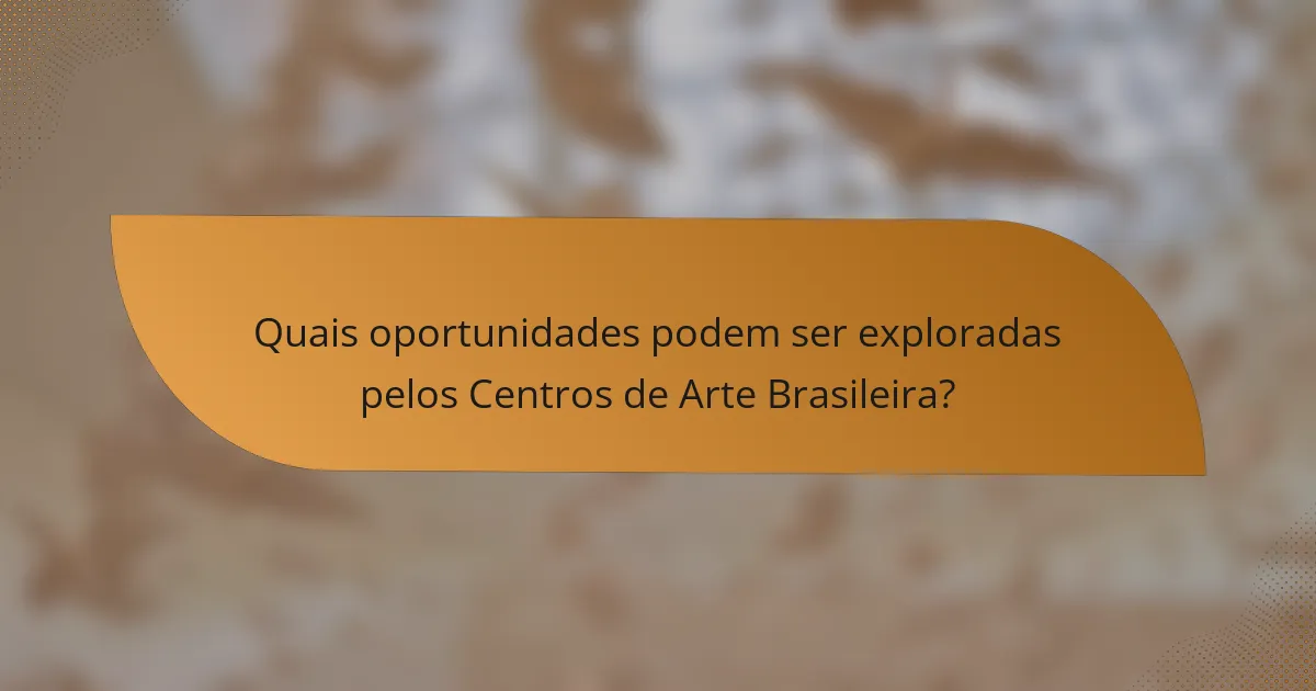 Quais oportunidades podem ser exploradas pelos Centros de Arte Brasileira?