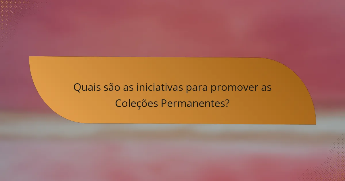 Quais são as iniciativas para promover as Coleções Permanentes?