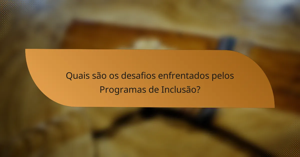 Quais são os desafios enfrentados pelos Programas de Inclusão?
